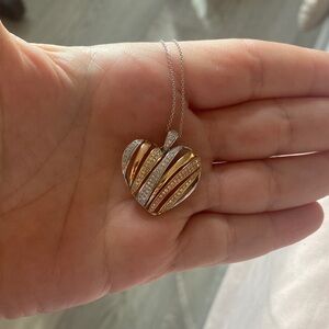 Elegant Effy 14k Tri-Gold Heart Pendant Necklace